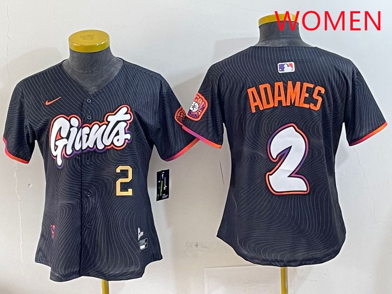 Women San Francisco Giants #2 Adames Black Joint Name Nike 2025 MLB Jersey style 2->women mlb jersey->Women Jersey